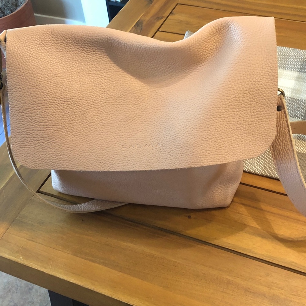 Peach Pebbled Leather Shoulder Bag - Unbranded